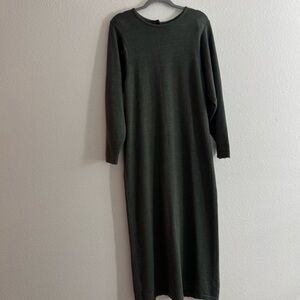 Elegant Dark Green Long Sleeve Mini Dress